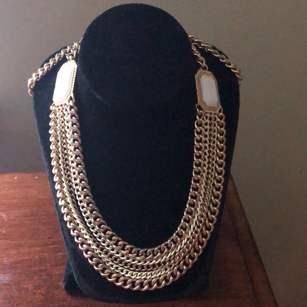 Gold and White Long Necklace